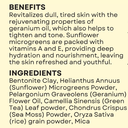 Bentonite Clay Mask - Sunflower Geranium